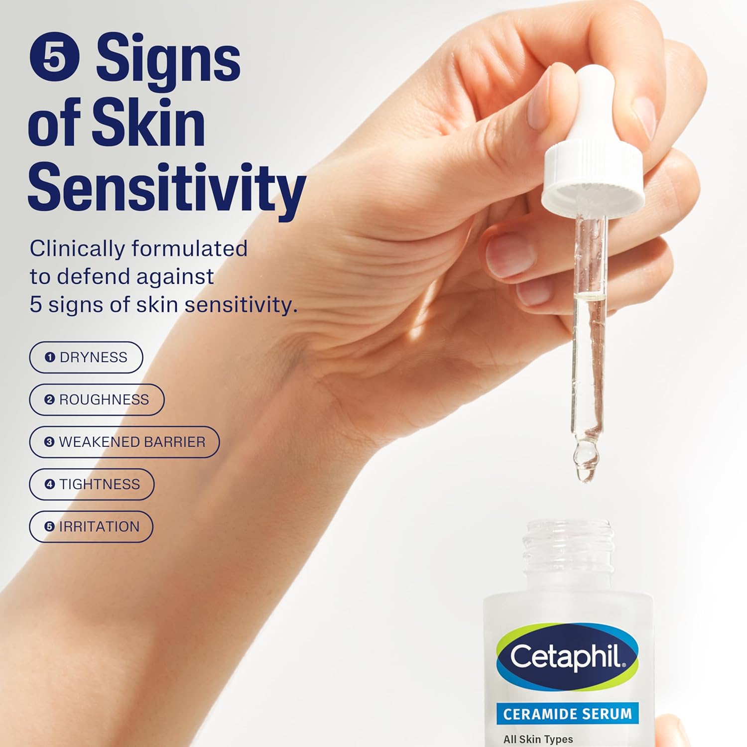 Cetaphil Ceramide Serum, Hydrates and Restores Skin Barrier, Formulated with Ceramides & Centella Asiatica, Designed for Sensitive Skin, Fragrance Free, Dermatologist Tested, 1oz - Image 2