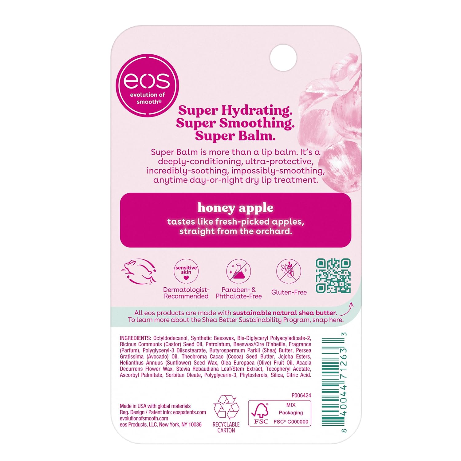 eos 24H Moisture Super Balm - Honey Apple, Day or Night Lip Treatment, Made for Sensitive Skin, Lip Balms & Moisturizers, 0.35 fl oz - Image 6