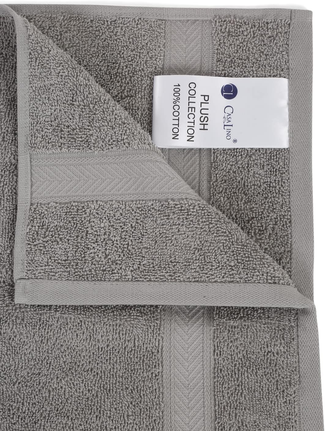 Casa Lino 24-Pack 100% Cotton Face Towels and Body Wash Cloths, Silver Grey, 12x12 Inch - Image 4