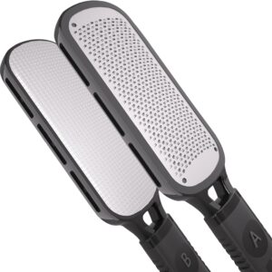 Antonki Foot File for Dead Skin, Double Sided Callus Remover for Feet, Metal Foot Scrubber for Cracked Heel, Professional Foot Scraper Rasp Pedicure Tool to Remove Hard Skin - 2 in 1 Foot File