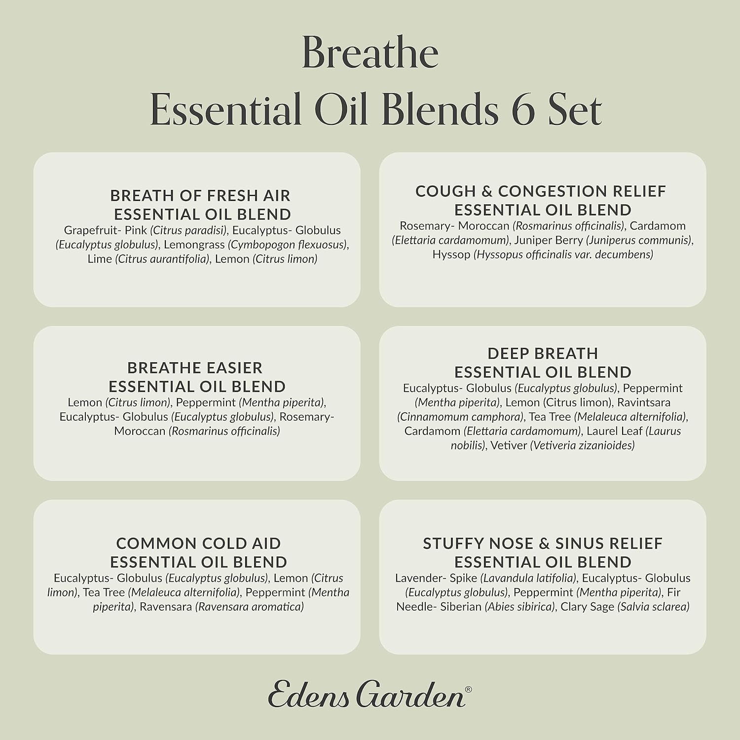 Edens Garden Essential Oils Breathe 6 Set – 100% Pure Therapeutic Grade, Natural Aromatherapy Blends for Sinus Relief, Stuffy Nose & Respiratory Support – Undiluted for Diffusers, 10 ml/ 6 Pack - Image 9