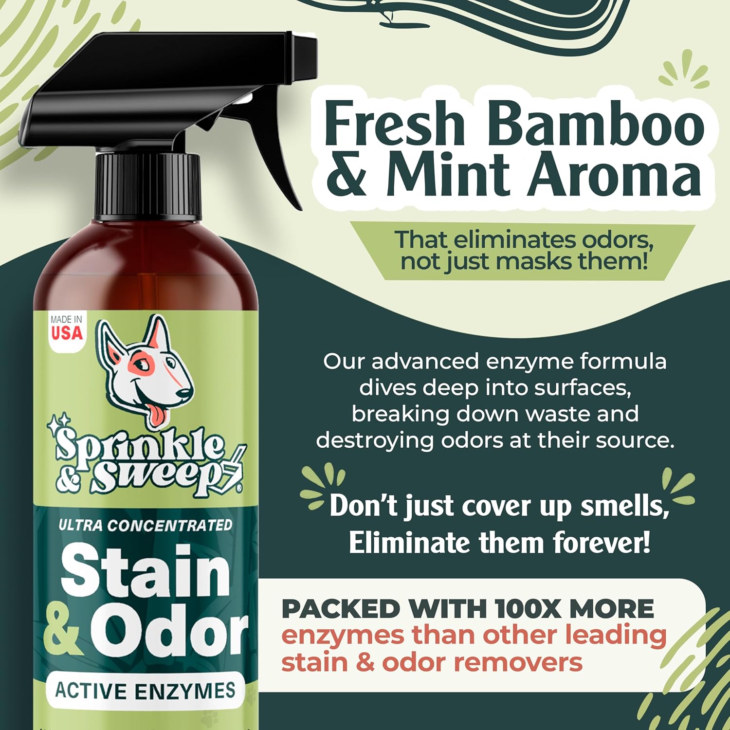 Sprinkle & Sweep Pet Stain and Odor Remover - Super Concentrated Pet Odor Eliminator for Home - No Scrubbing Dog & Cat Urine Enzyme Cleaner Destroyer - Carpet Cleaner for Multiple Surfaces (24 oz) - Image 4