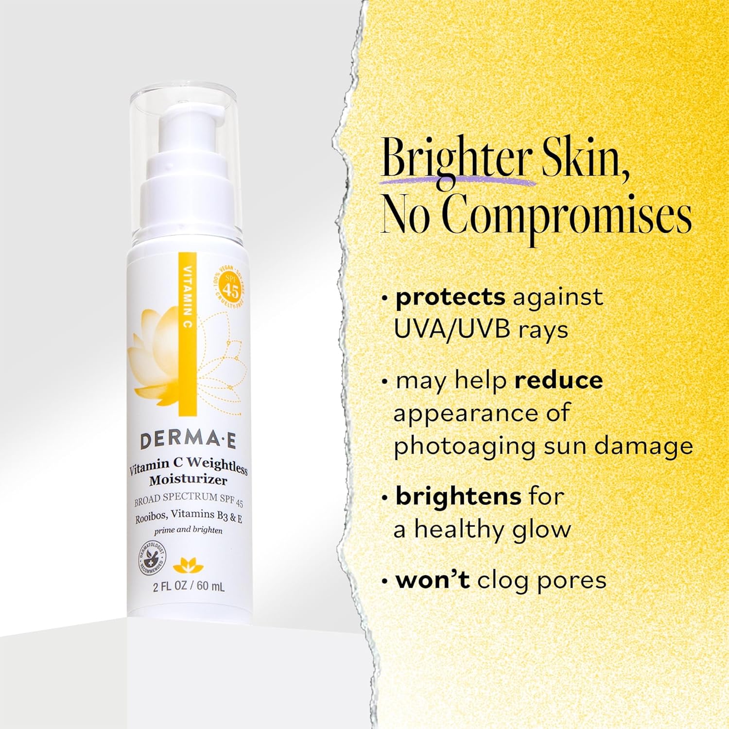 Derma E Vitamin C Weightless Moisturizer SPF 45 2 Fl Oz for Even Tone - Image 2