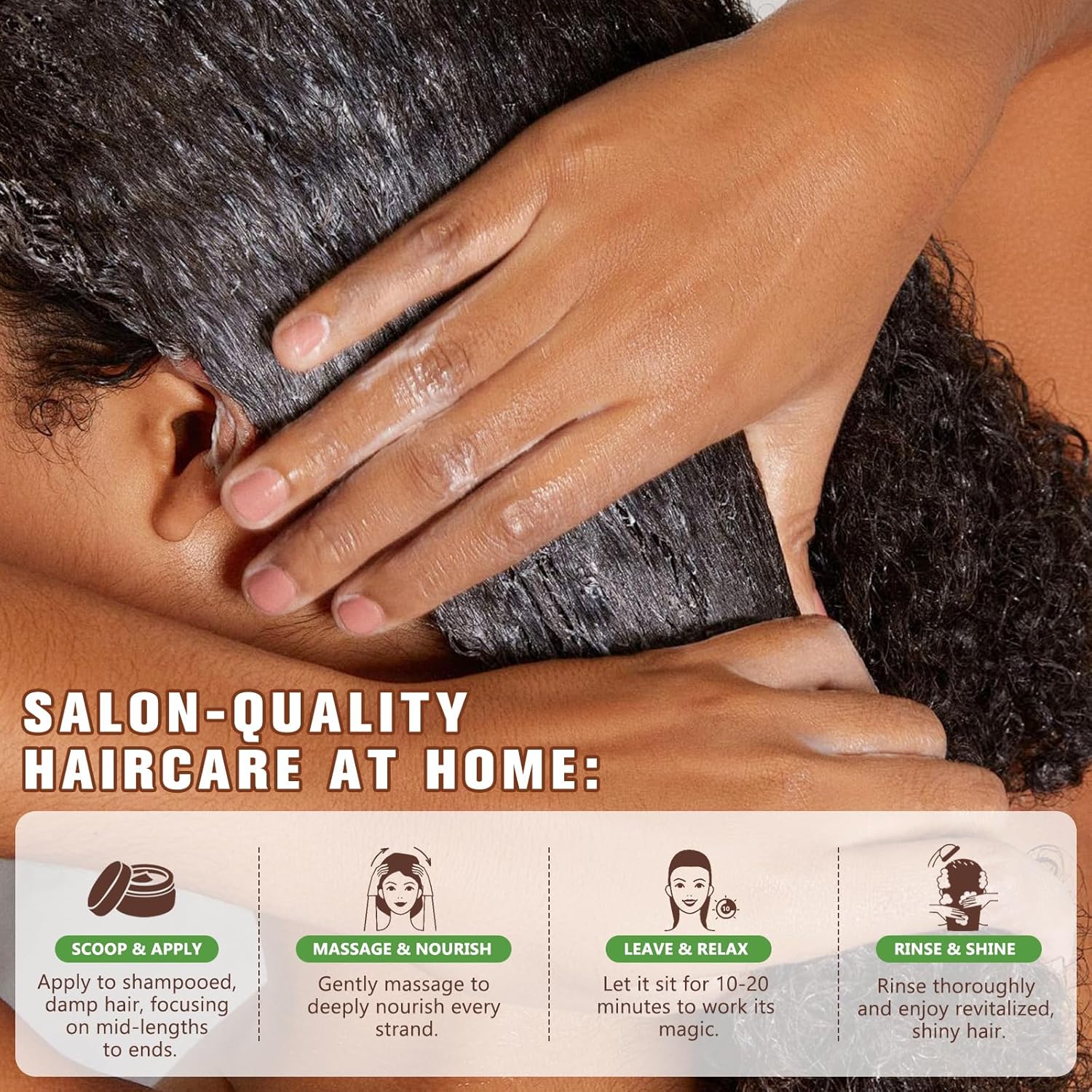 Collagen Hair Mask Deep Repair Conditioning, Hair Treatment Mask Calms and Relaxes the Scalp, Hair Mask with Argan Oil for Dry Damaged Hair All Hair Types, Nourish and Moisturize Hair & Scalp - Image 6