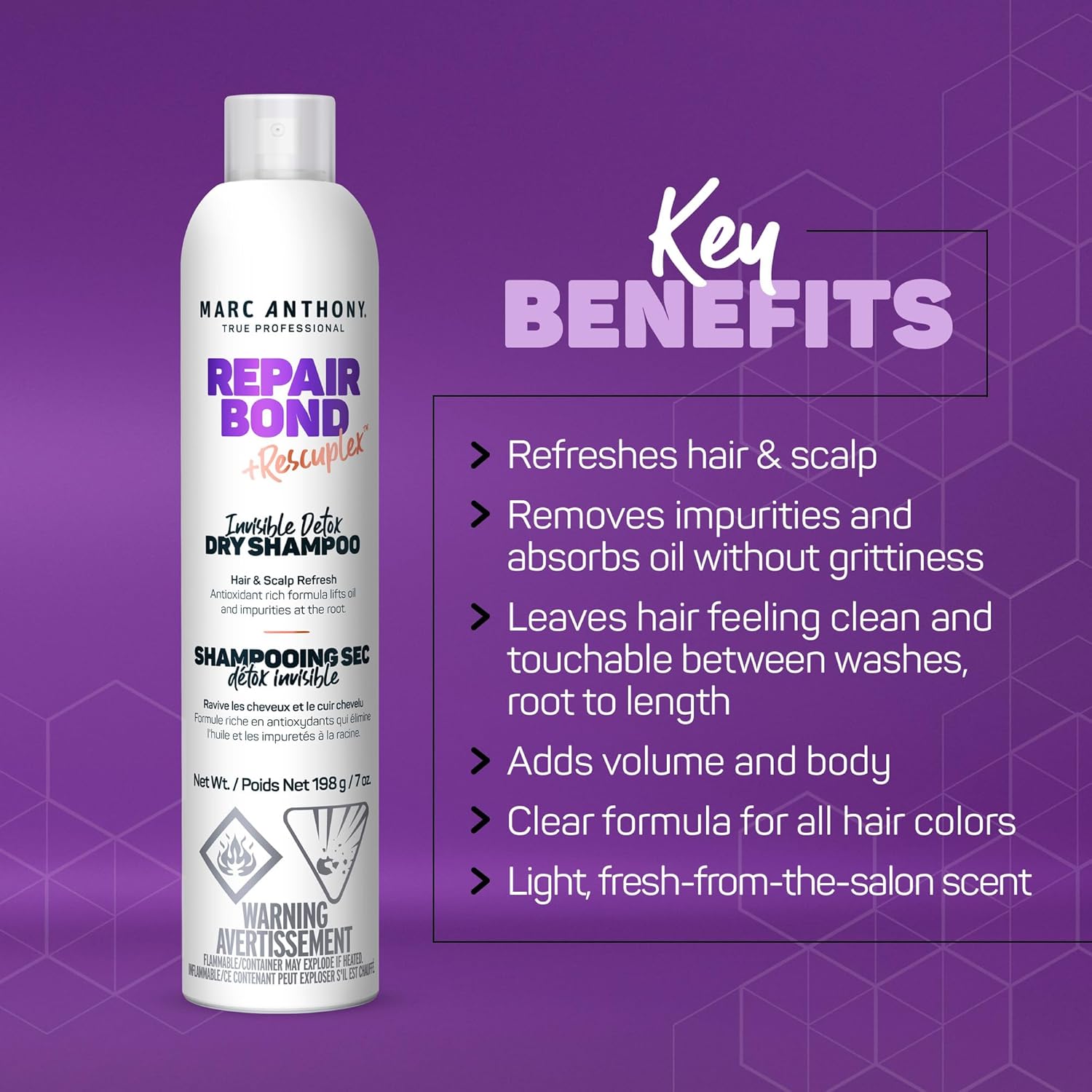 Marc Anthony Bonding Dry Shampoo - Invisible Detox for Damaged Hair, Repair Bond + Rescuplex for Moisturizing, Strengthening Hair Bonds & Fuller Look, 7 oz - Image 3