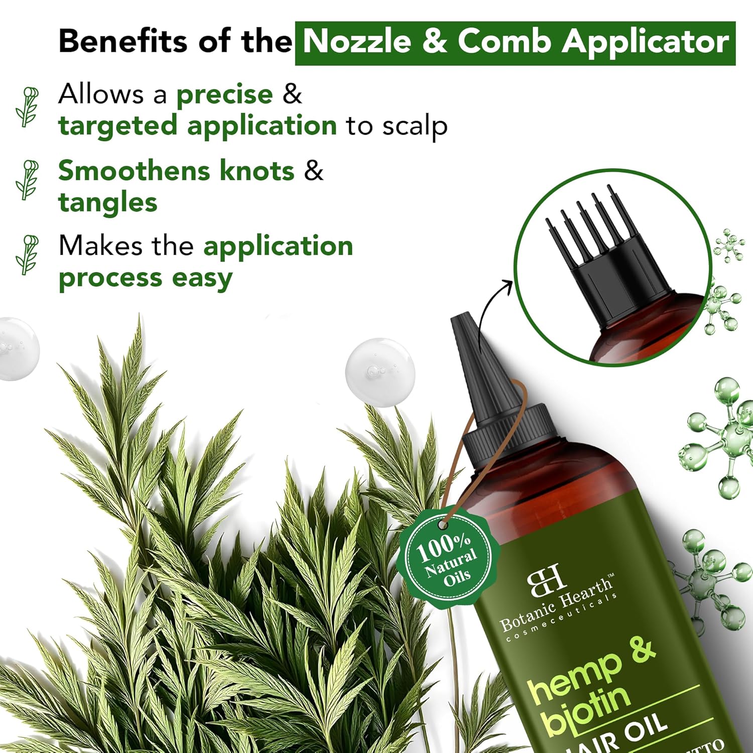 Botanic Hearth Hemp & Biotin Hair Oil (6.7 fl oz) | Nourishing and Strengthening Hair Treatment for Thicker, Healthier-Looking Hair | Paraben Free | Suitable for All Hair Types - Image 5