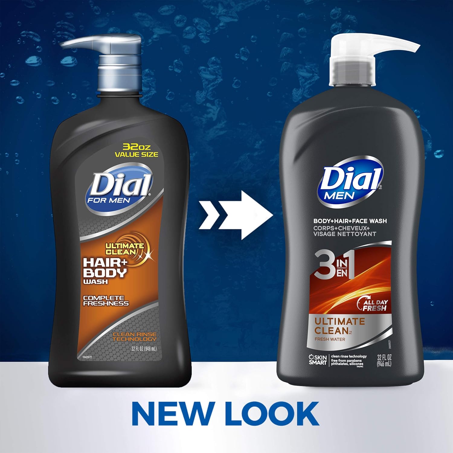 Dial Men 3in1 Body, Hair and Face Wash, Ultimate Clean, 32 Fl Oz - Image 2