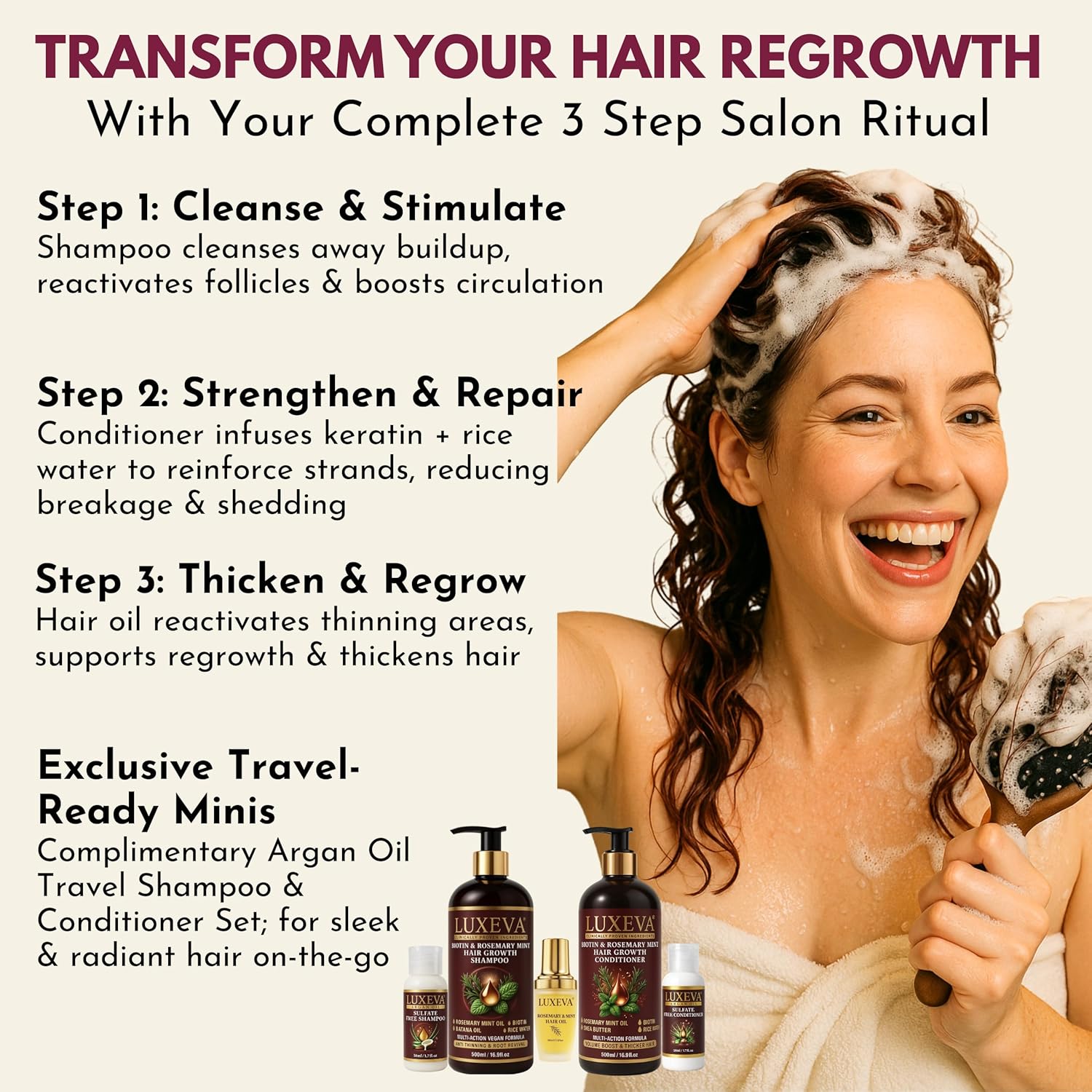 Biotin Rosemary Mint 3-in-1 Shampoo Conditioner for Women 90 Day Supply - Image 4