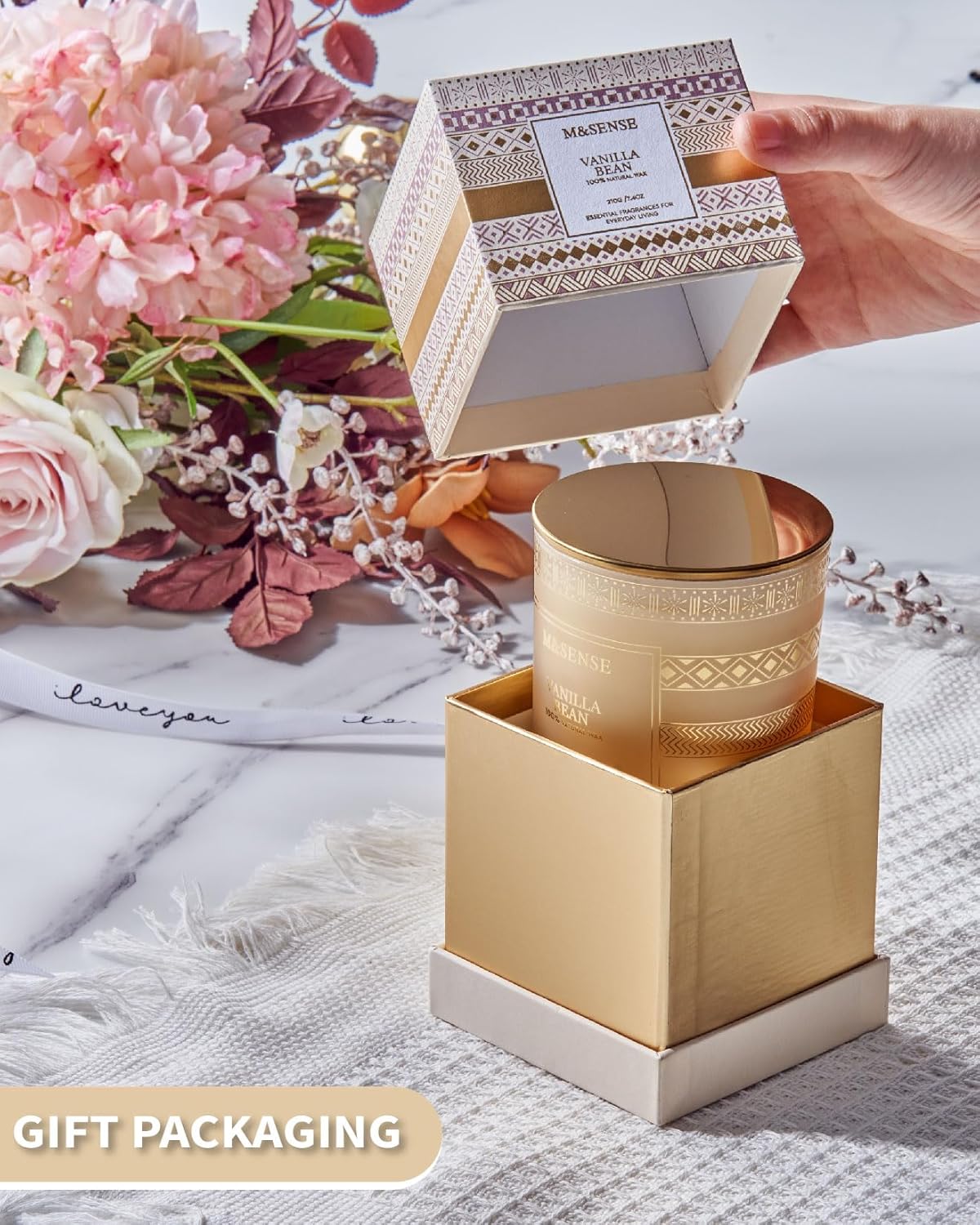 M&SENSE Vanilla Bean Soy Candle Set 7.4oz 45 Hour Burn Time Home Gift - Image 6