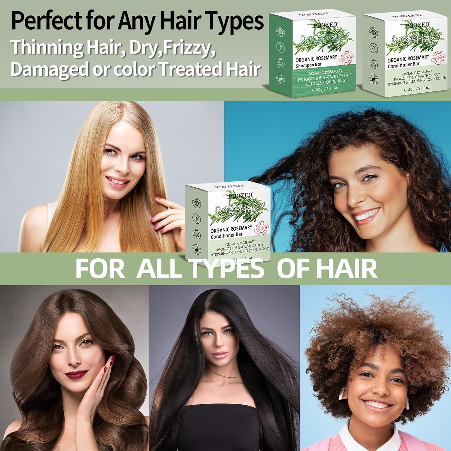2 Pack Rosemary Shampoo and Conditioner Bar Set for Thinning Hair Growth - Image 6