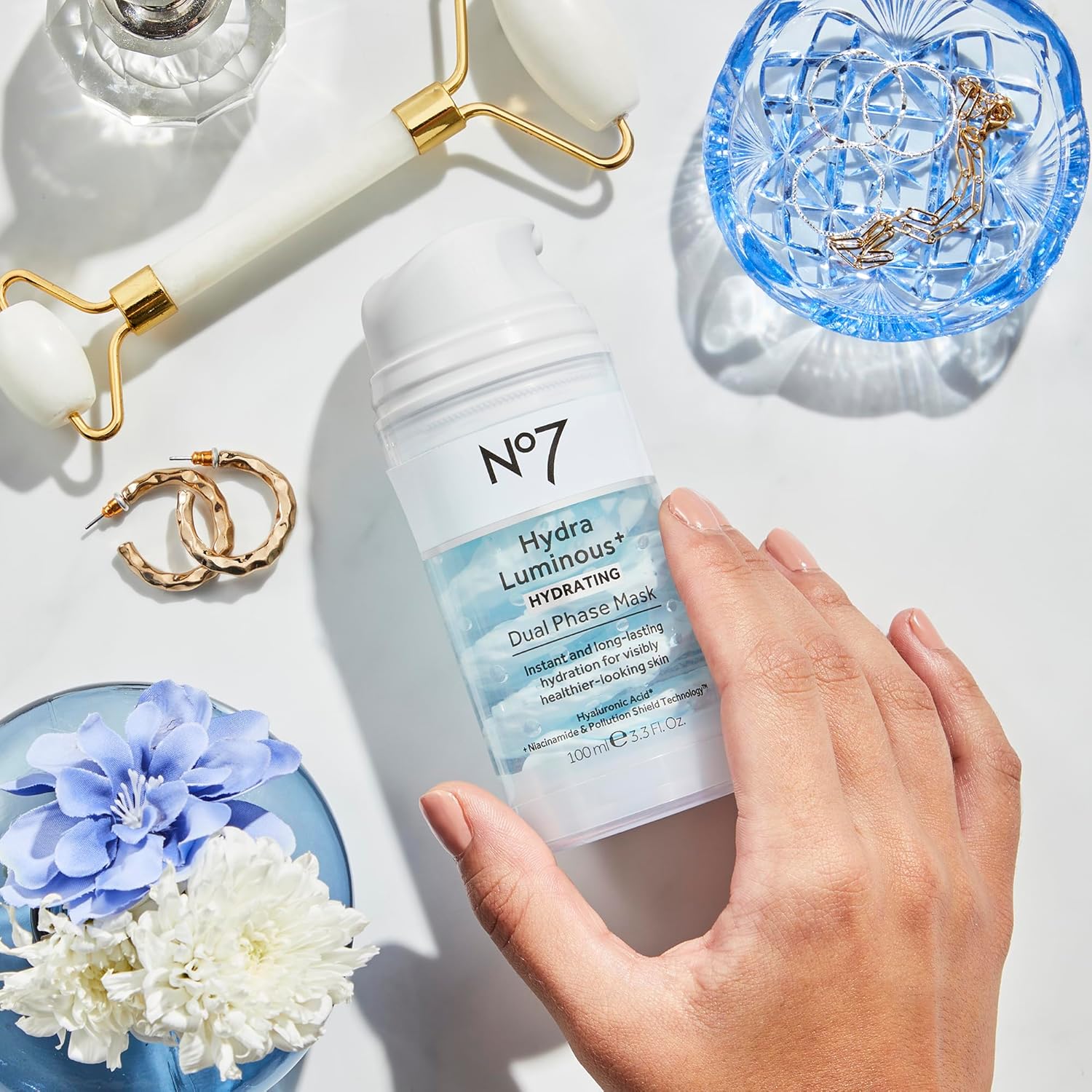 No7 HydraLuminous+ Hydrating Dual Phase Face Mask Hyaluronic Acid Vitamin B3 3.5 Fl Oz - Image 6