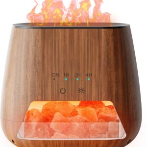 Essential Oil Diffuser for Home: 200ml Aromatherapy Diffuser with Himalayan Pink Salt Rock, Cool Mist Humidifier with Auto Off Function and 9 Colors LED Night Light for Bedroom