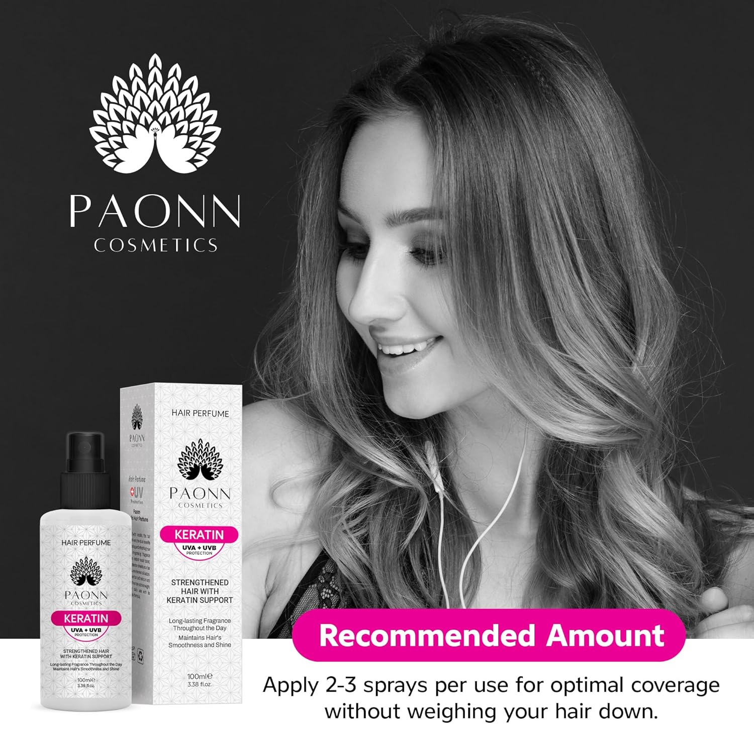 Keratin Hair Perfume, Keratin-Enriched Mist, UVA & UVB Protection Fragrance, Long-Lasting Scent, Hair Care Smoothness & Shine - Image 5