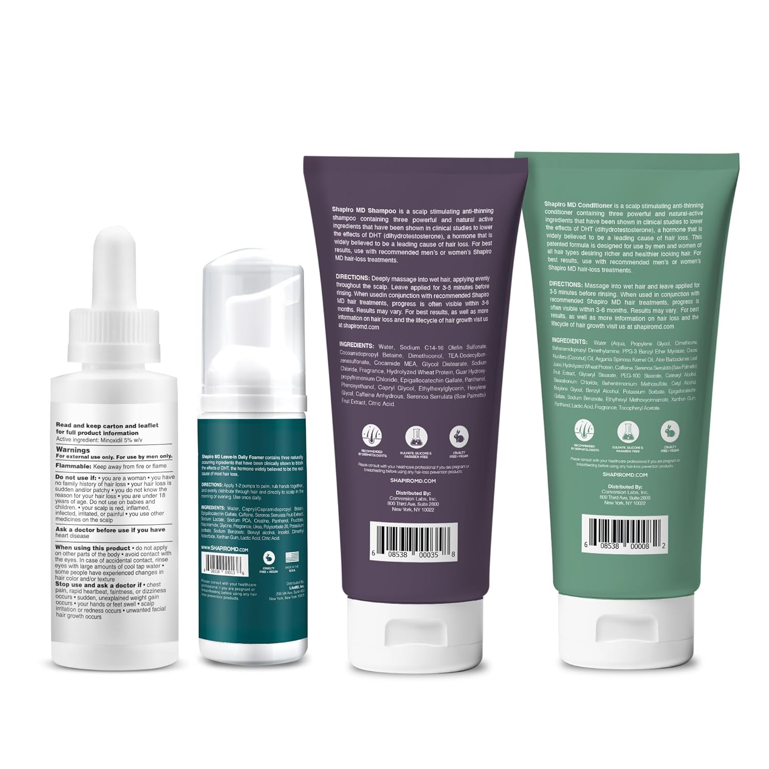 Shapiro MD Men's Hair Regrowth Kit with Shampoo, Conditioner, 5% Minoxidil, 1 Month Supply - Image 7