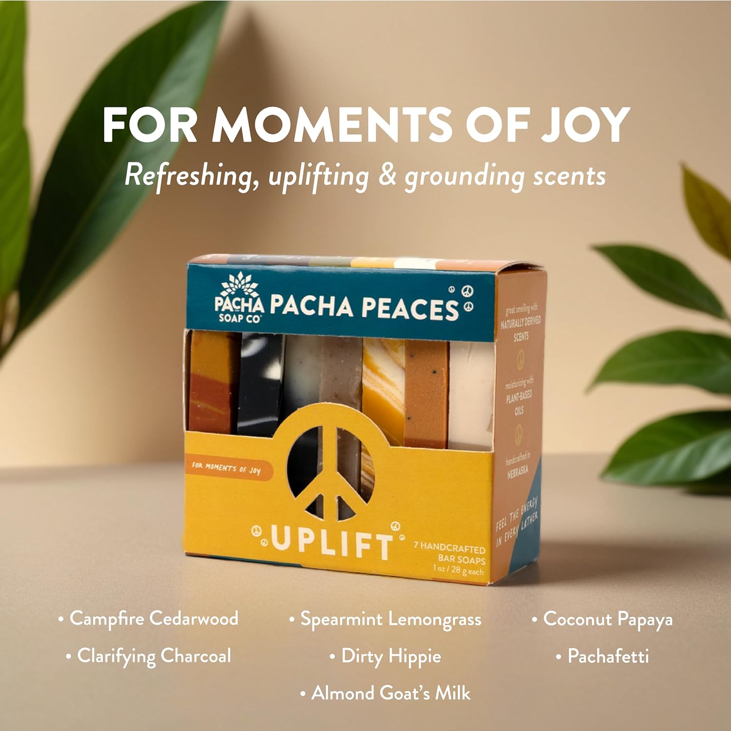Pacha Peaces Bar Soap Uplift 2 Pack | Premium, Handcrafted, Hydrating | Natural Face Wash, Hand Cleanser, Body Wash | Soothing Essential Oils, 4 oz - Image 2
