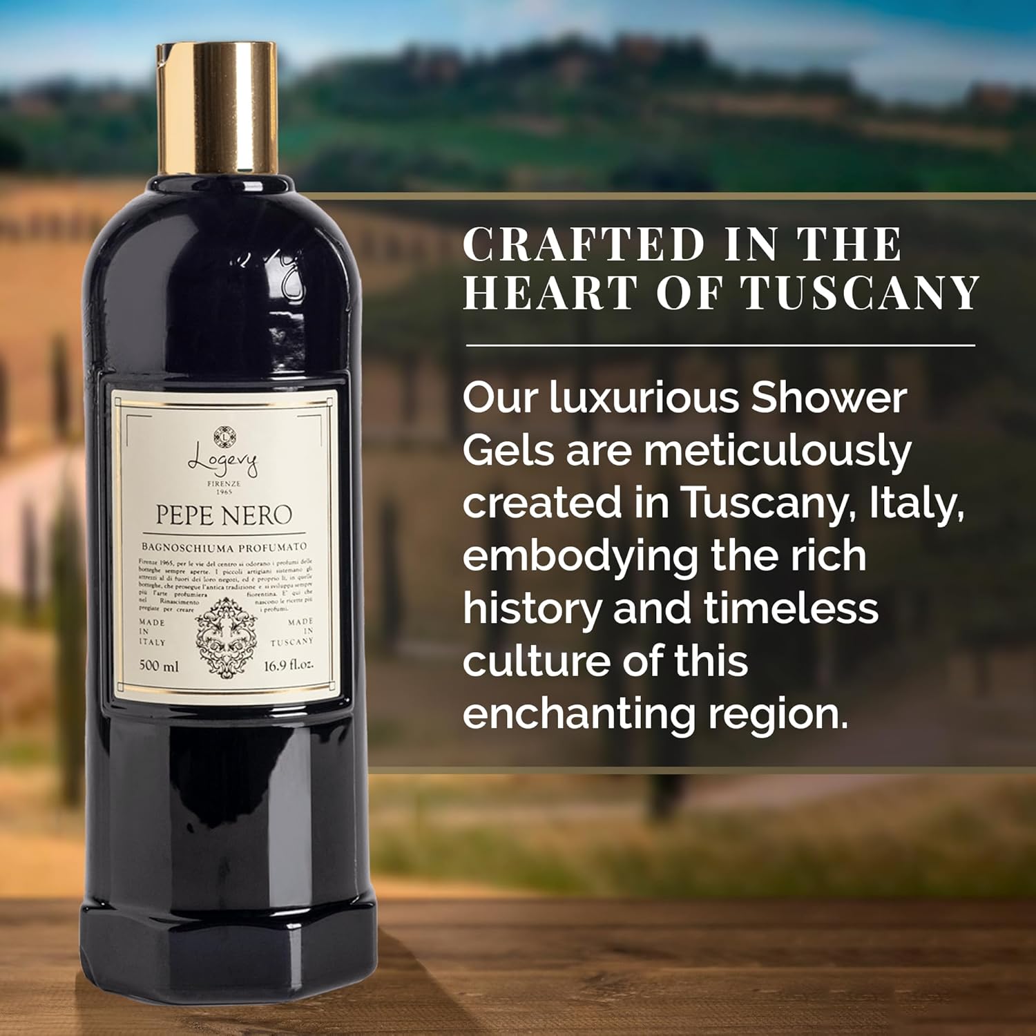Logevy Pepe Nero Shower Gel – Indulgent Black Pepper Aroma Made from the Best Skin-Friendly Ingredients, Rich in Nutritional Properties for Rejuvenating, Hydrating, and Soothing Action – 500ml - Image 6