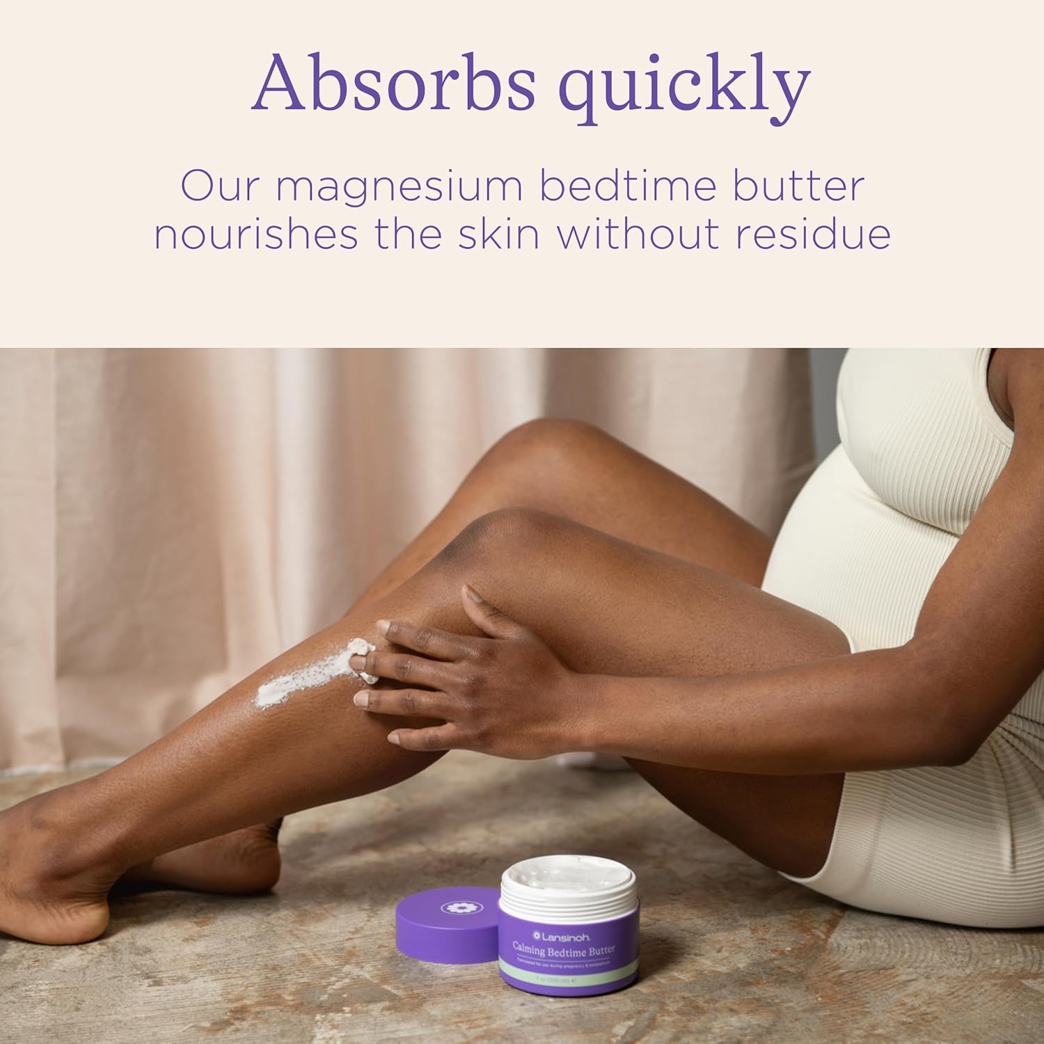 Lansinoh Magnesium Bedtime Butter Body Lotion for Pregnant Moms, Calm Magnesium Lotion for Aching Muscles, Lotion for Women & Soothing Massage, Promote Relaxation, Help Ease Cramps, 7 oz. - Image 7