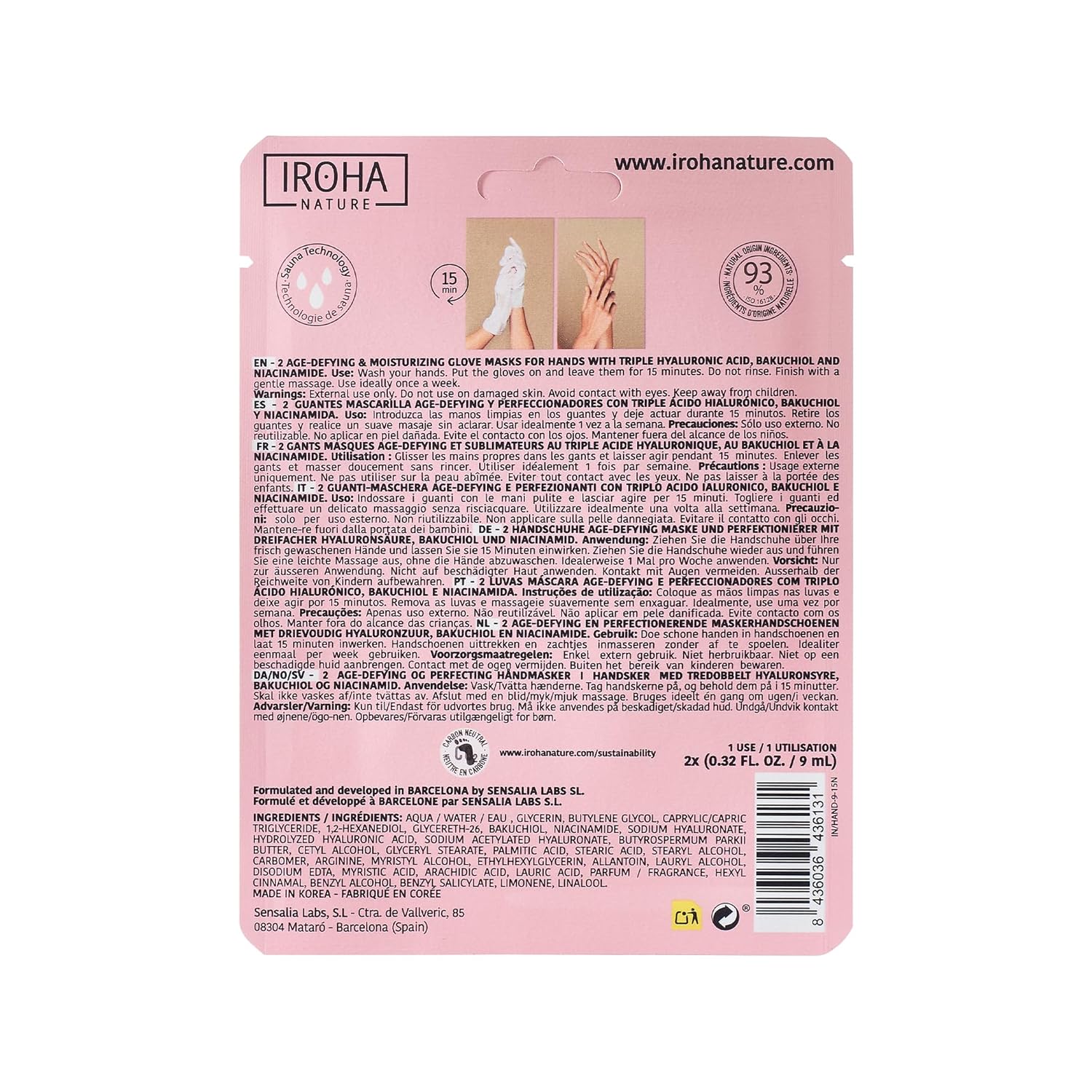 Triple Hyaluronic Acid Anti-Aging Hand Mask Gloves 4 Pairs Vegan Cruelty-Free 93% Natural - Image 3