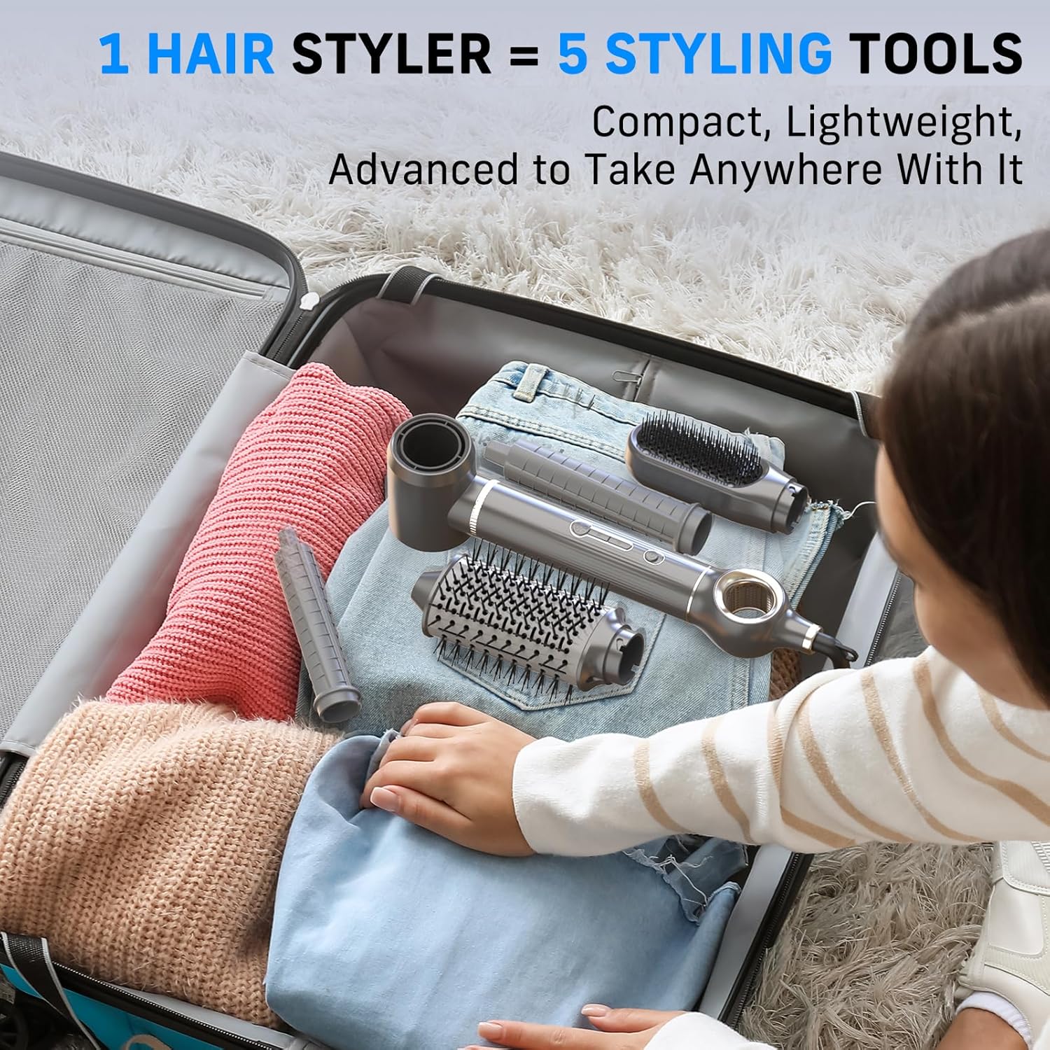 QUICO 5-in-1 Hair Dryer Brush for Women, 110,000 RPM Motor, Ionic Technology - Image 8
