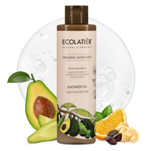 Shower Oil – Organic Argan, Coconut, or Avocado Oil Options – Moisturizing & Nourishing Body Wash for Women, 95.5% Natural, Vegan, for Sensitive Skin - 8.5 Fl Oz (Avocado oil)
