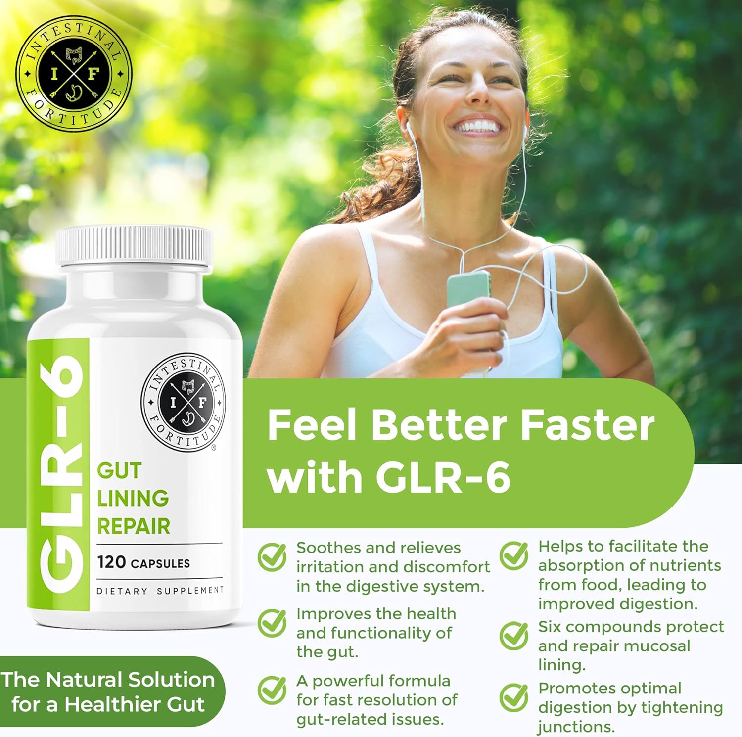 Vegan Gut Lining Repair Capsules 60 Count for Intestinal Fortitude GLR-6 Support - Image 3