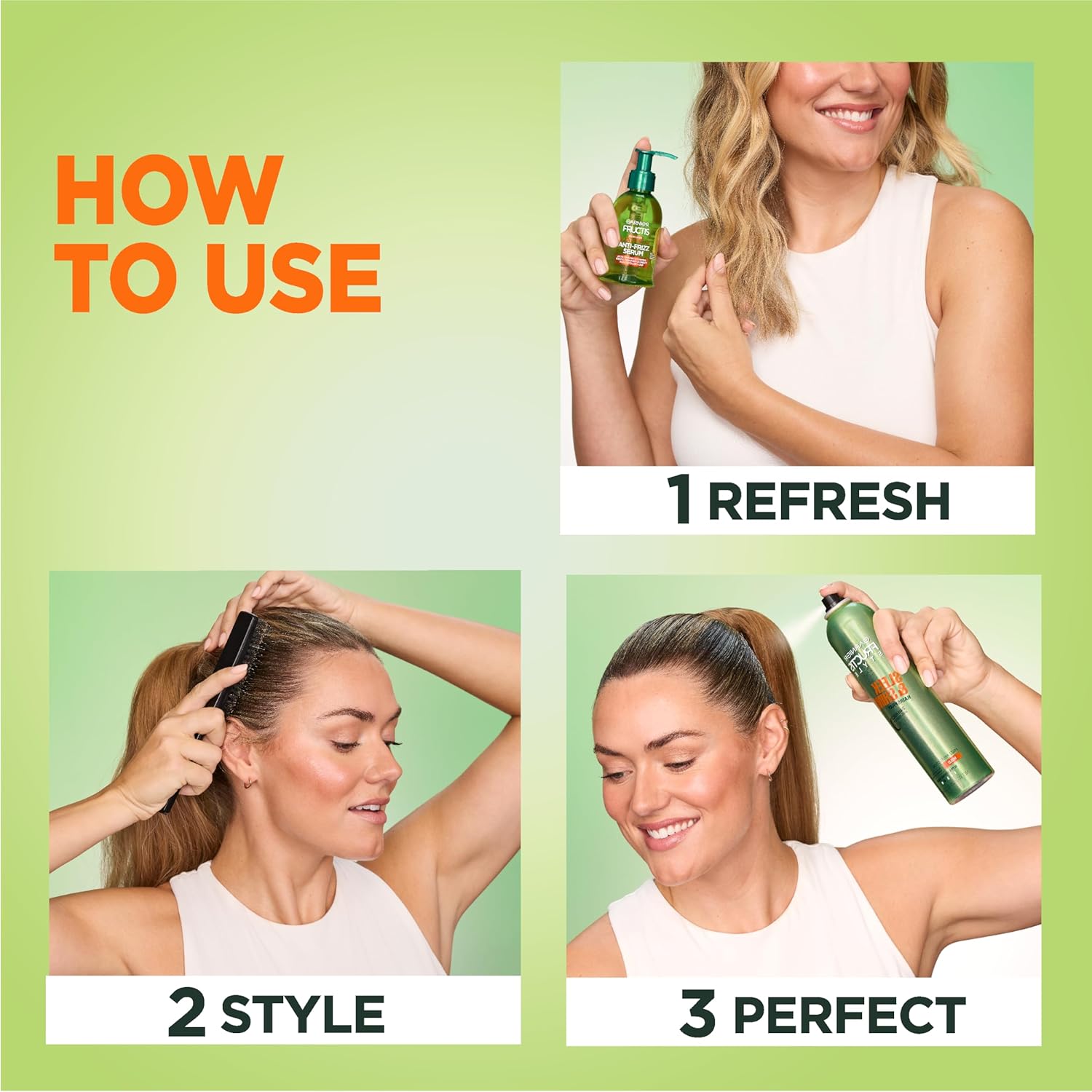 Garnier Fructis Style Sleek and Shine Anti-Humidity Hairspray, Ultra Strong Hold, Frizz Protection 8.25 Oz, 1 Count (Packaging May Vary) - Image 3