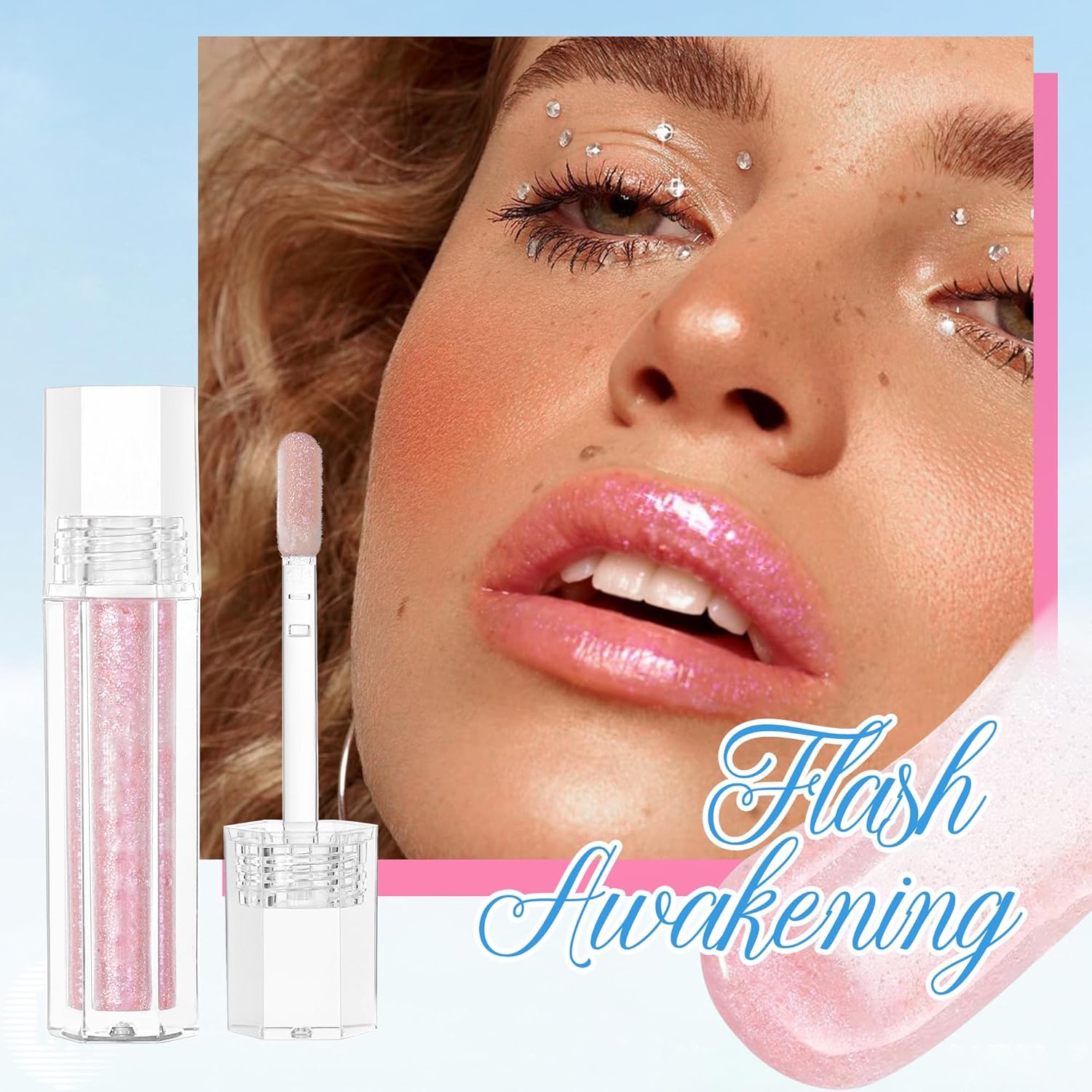 Shimmery Glitter Lip Oil Gloss Set 6 Vegan Colors 0.2 oz Plumping Non-Sticky - Image 2
