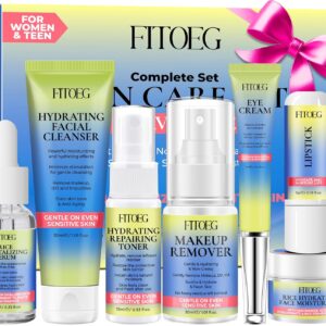 Hydrating Skin Care Set Kit,Travel Friendly Skincare Teens Kids Women Facial Skin Care Routine Kit Products,Gentle Skin Care Set Gift for Teens Girls Teenage Women Travel Size Toiletries Essentials