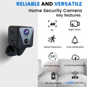 Hidden Camera | Spy camera, Improved 2K WiFi Mini Camera, Real-Time View,100 Days Battery Life, Cloud & SD Storage, Clear Night Vision, AI Motion Detection, Security Wireless Camera Nanny Cam