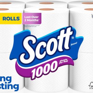 Scott 1000 Sheets Per Roll, 12 Toilet Paper Rolls, Bath Tissue