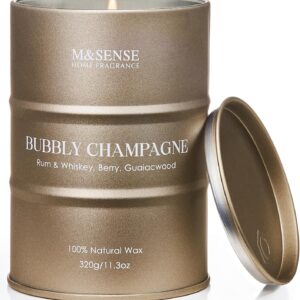 M&SENSE Bubbly Champagne Scented Candles - Home & Gift, Natural Soy, 70 Hour Burn Time, 11.3 oz