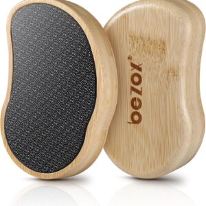 BEZOX Glass Foot Scrubber Shower(1 PCS) - Nano-Glass Pedi Egg Pumice Stone for Feet Dead Skin, Plastic-Free Pedicure Foot File Callus Remover - Bamboo Handle