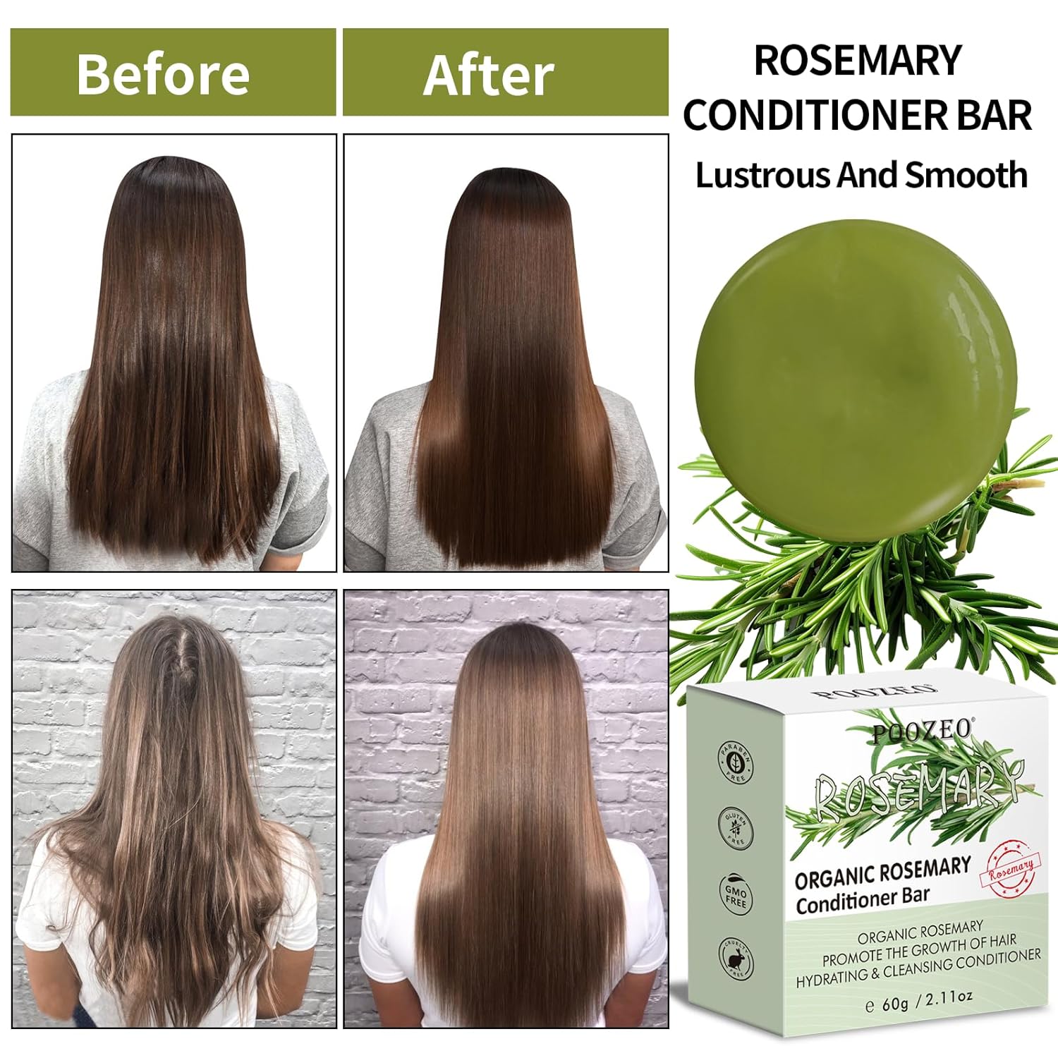 2 Pack Rosemary Shampoo and Conditioner Bar Set for Thinning Hair Growth - Image 4