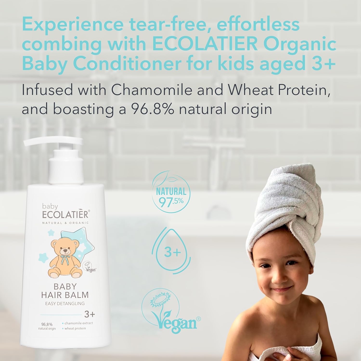 Kids Hair Balm Easy Detangling 3+ Years Curly Hair Conditioner 8.5 Fl Oz - Image 2