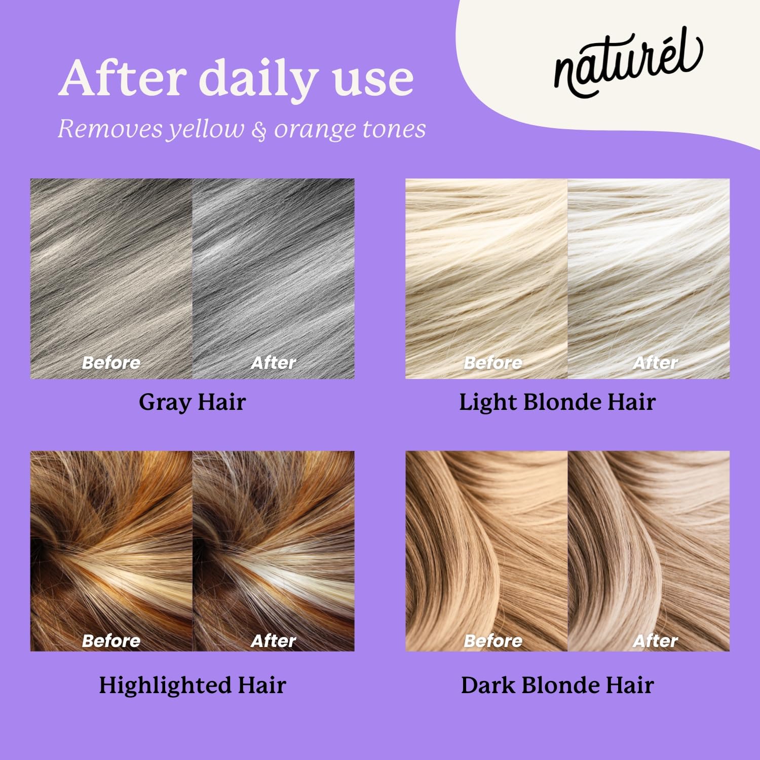 Naturel Toning Purple Shampoo and Conditioner Bar Set with Biotin for Blonde or Grey Hair, Shampoo Bar and Conditioner Bar for Blonde or Grey Hair, Vegan and Cruelty Free, Zero Waste, Made in USA - Image 3