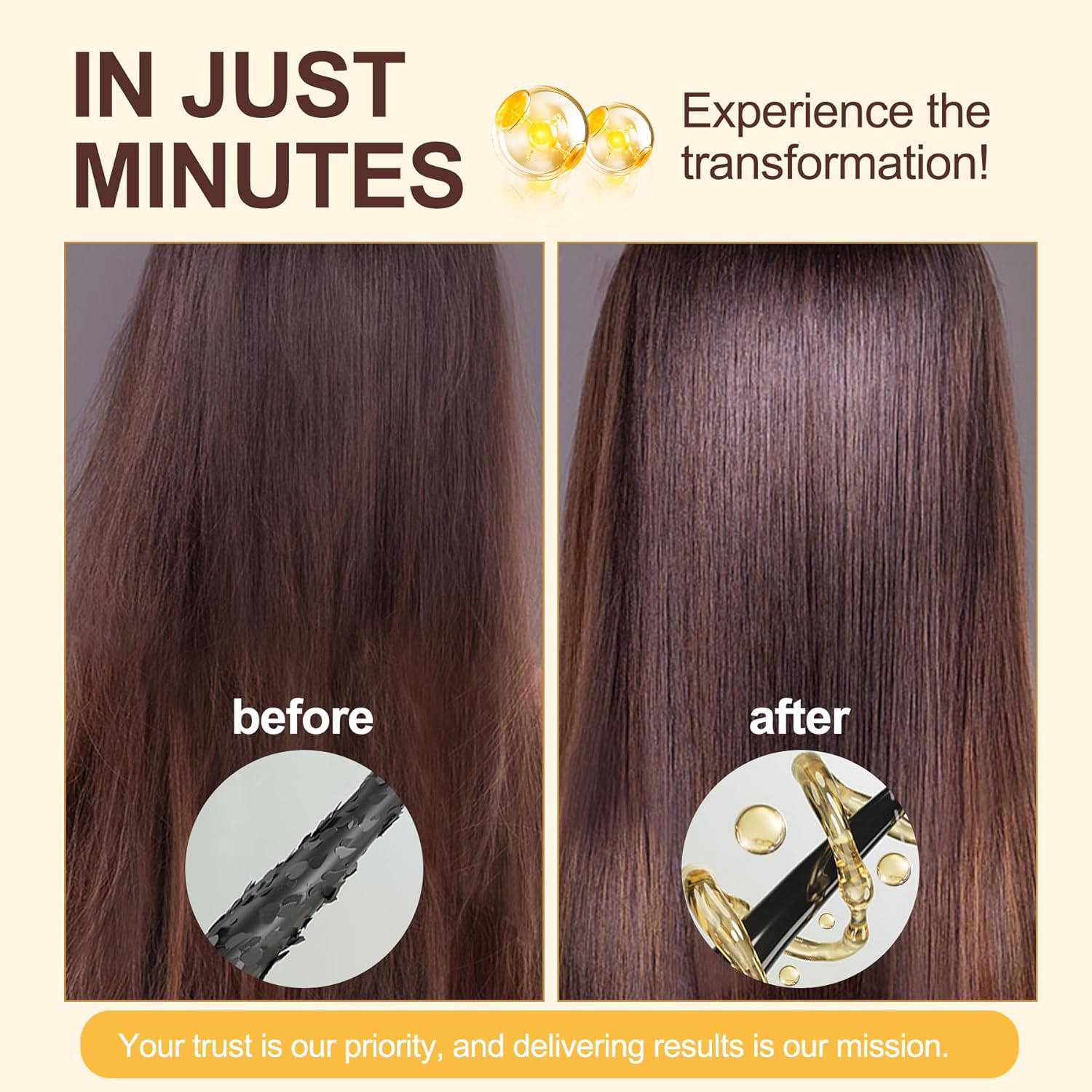 Collagen+Keratin Hair Mask - Deep Repair for Damaged Hair with Argan Oil and Vitamin E - Hydrating Treatment for Dryness and Damage-500 ml (Refreshing), Yellow (16.9 Fl Oz (Pack of 1), Floral) - Image 4
