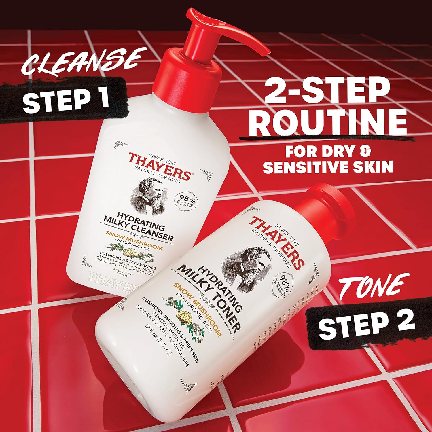 THAYERS Milky Hydrating Face Cleanser with Snow Mushroom, Hyaluronic Acid, Dermatologist Recommended Gentle Facial Wash, Hydrating Skincare for Dry, Sensitive Skin, Paraben Free, 8 FL Oz, Clear - Image 5
