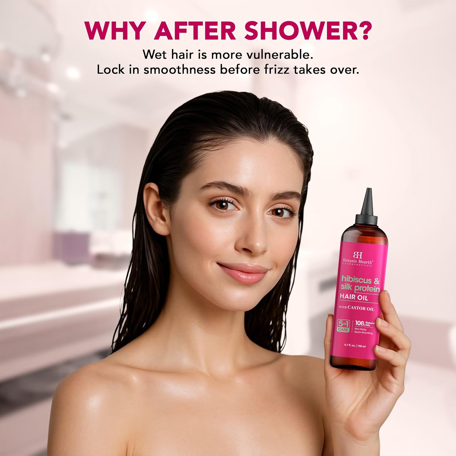Botanic Hearth Hibiscus & Silk Protein Hair Oil 6.7 fl oz for Hair Growth and Repair - Image 3