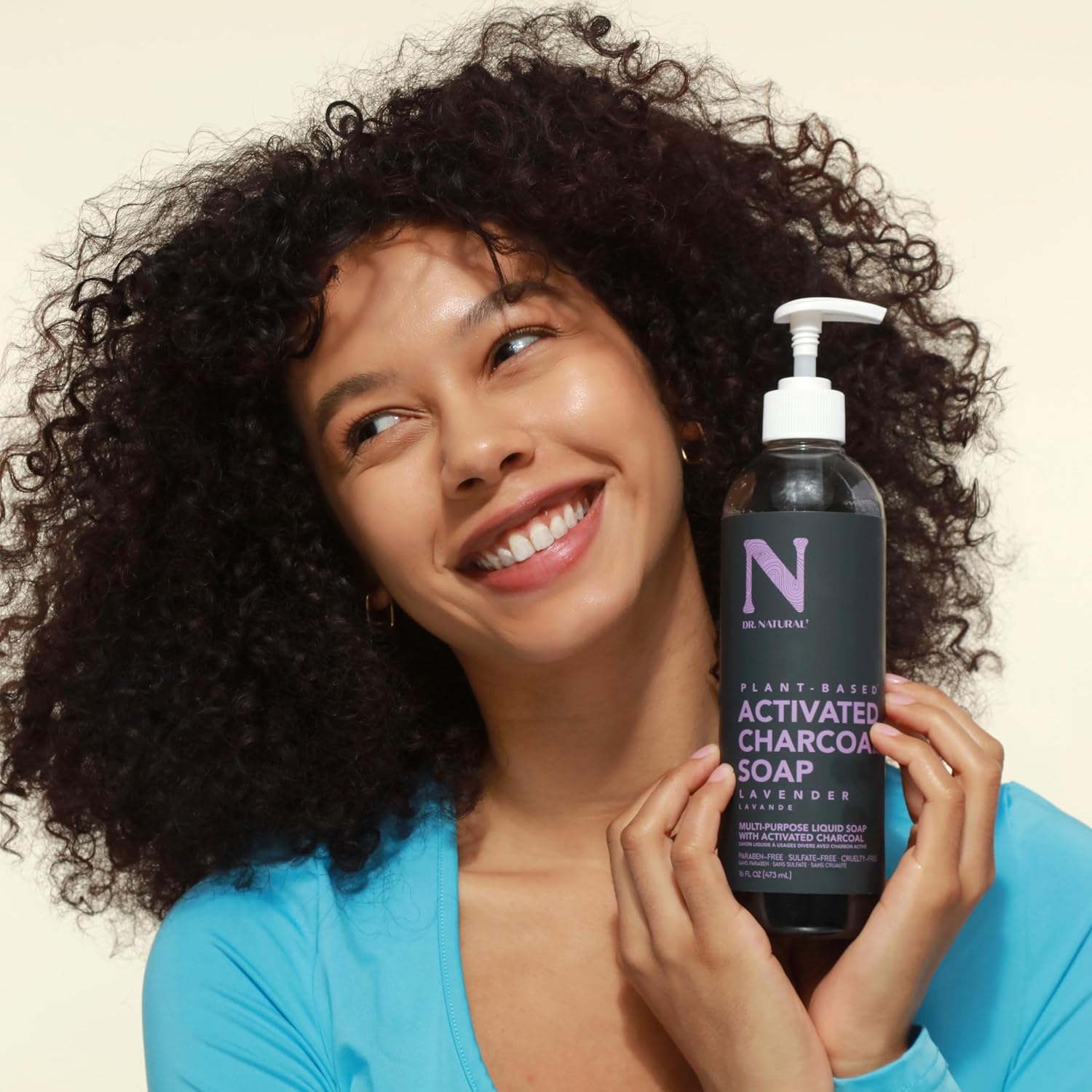 Dr. Natural Jabón líquido con carbón activado - Antiacné - Gel de baño limpiador - Jabón suave para piel clara - Lavanda - 473 ml - Image 5