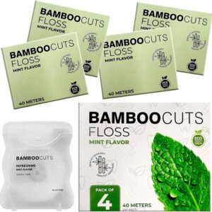 Woven Expanding Dental Floss for Adults and Kids, Dentist-Recommended Mint Waxed Polyester Smart Floss, Eco-Friendly, Non Toxic, Gum Picks, Pack of 4 (40m Each)