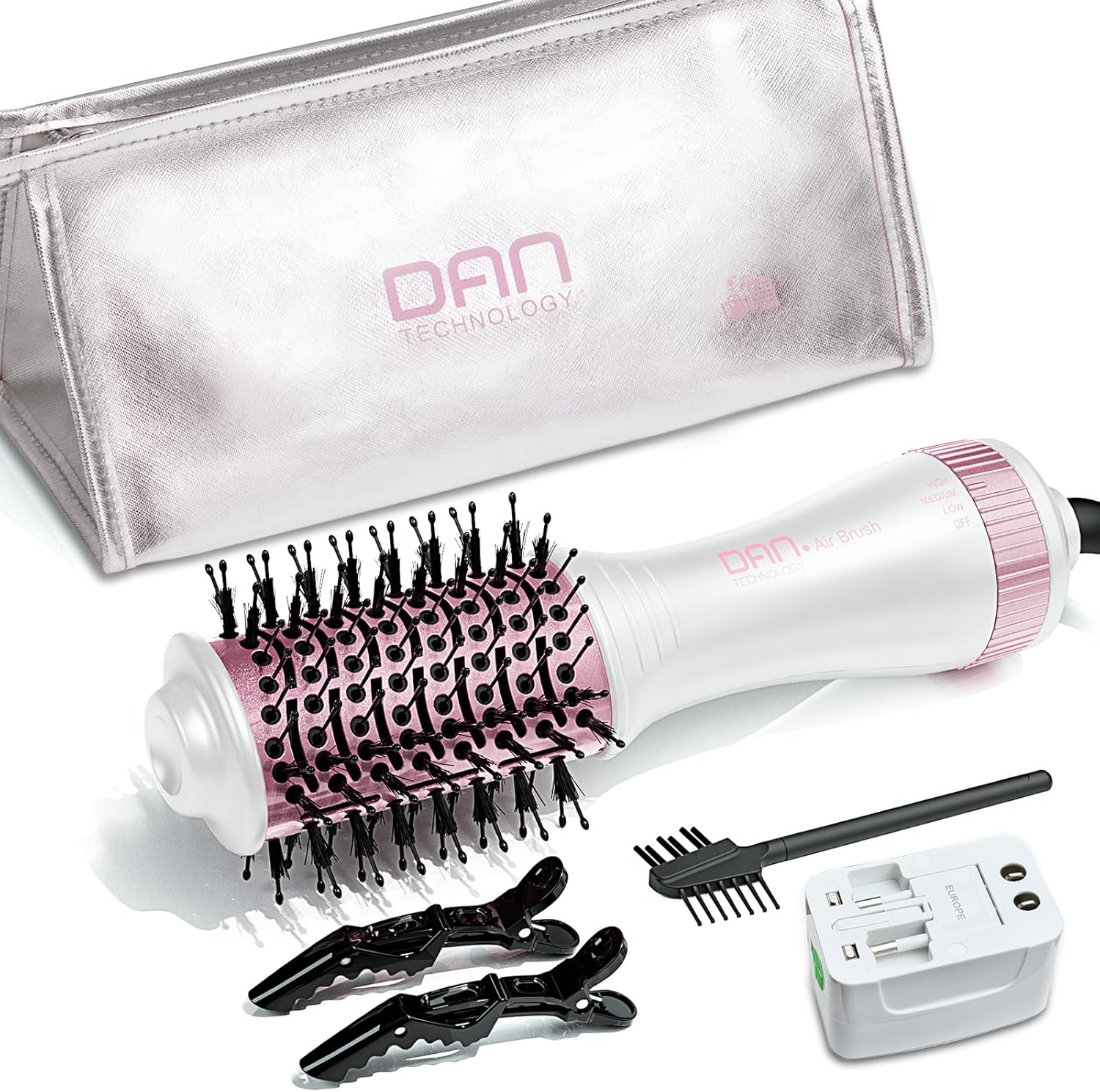 Dual Voltage Hair Dryer Brush,Travel Hair Dryer Brush,Hair Dryer Brush,Blow Dryer Brush,Small Hair Dryer Brush,4 in 1 Hair Dryer and Styler Volumizer,110V-120V/220V-240V