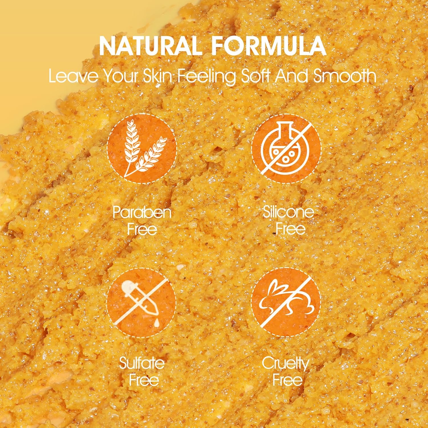 Body Scrub,Turmeric Exfoliating Body Scrub, with Coconut Oil & Vitamin C, Bikini Area Exfoliator Gently Exfoliate Body Hand and Foot Scrub, Moisturized Skin for Women and Men, 11.28oz/320g - Image 5