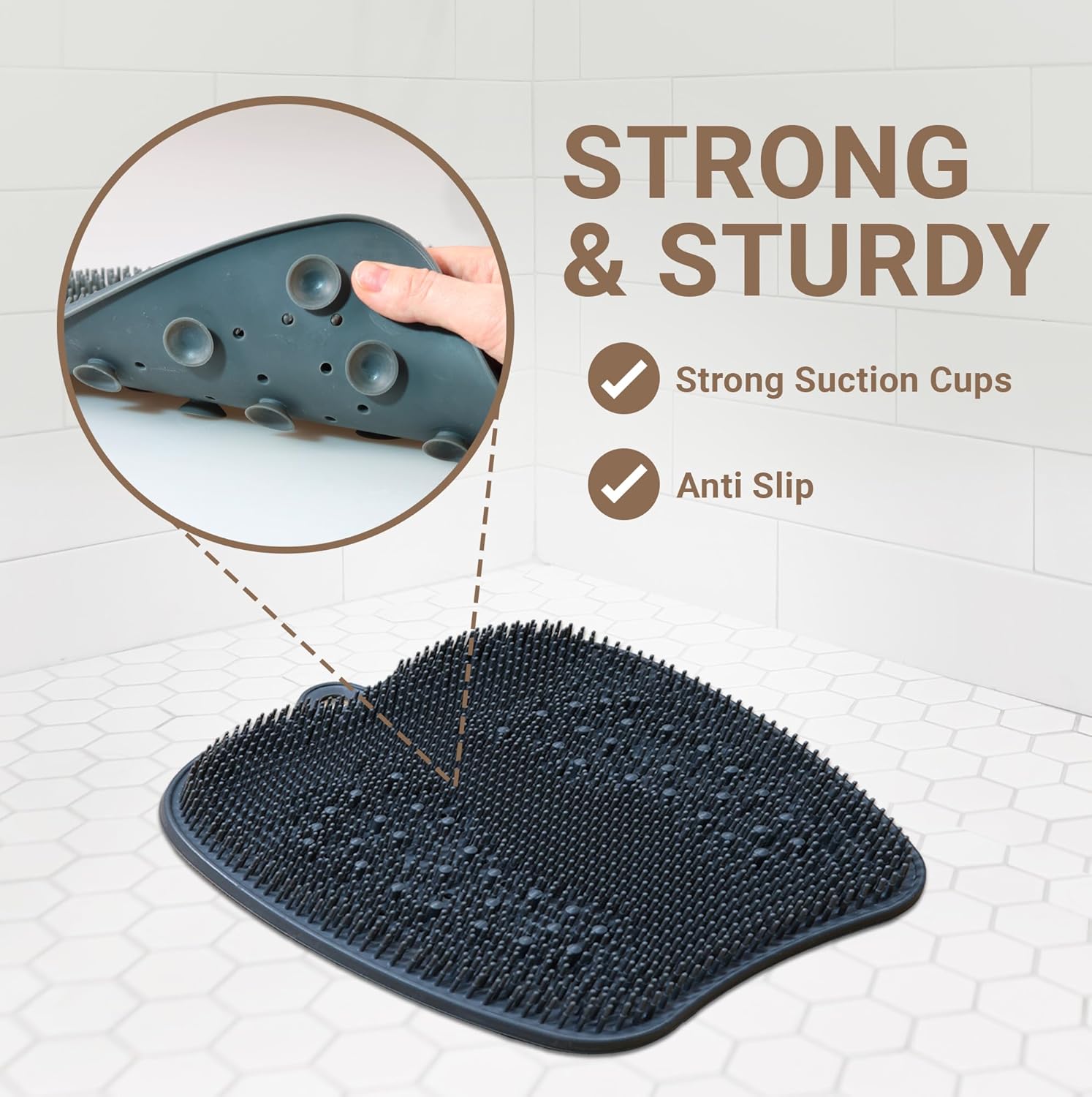 Shower Foot Scrubber Mat with Suction Grip | Foot Scrubber in Shower | Hands-Free Exfoliation & Massage | Soft Bristles for Deep Clean & Relaxation | Non-Slip, Mountable Design for Spa at Home - Image 3