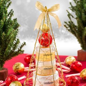 Spa Bath & Body Gift Set C&y Cane Peppermint Fragrance Gold Tree Display Includes 2 Bath Bombs, Body Lotion, Shower Gel, Bath Salt