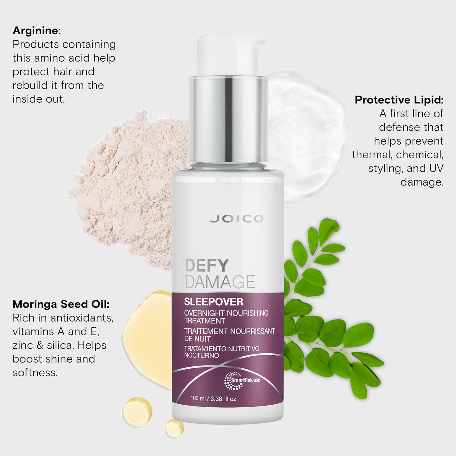 Joico Defy Damage Sleepover Overnight Nourishing Treatment | Instantly Softens & Smooths | Strengthen Bonds | Reduce Breakage & Split Ends | No Rinse Formula | With Arginine & Keratin - Image 5