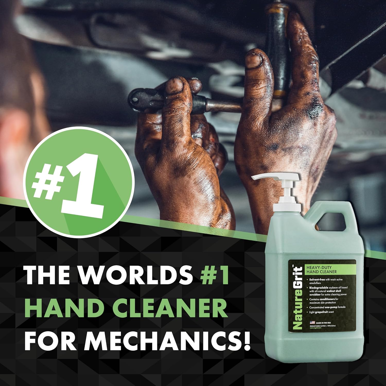 โ Heavy Duty Industrial Hand Cleaner Pump-top โ Walnut Shell Conditioners for Skin Protection for Auto Mechanics, Manufacturing, and Anyone with Working Hands (1) - Image 5