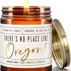 Oregon Gifts, Oregon Decor for Home - 'There's No Place Like Oregon Candle, w/Lush Forests & Fresh Air I Oregon Souvenirs I Oregon State Gifts I 9oz Jar, 50Hr Burn, USA Made