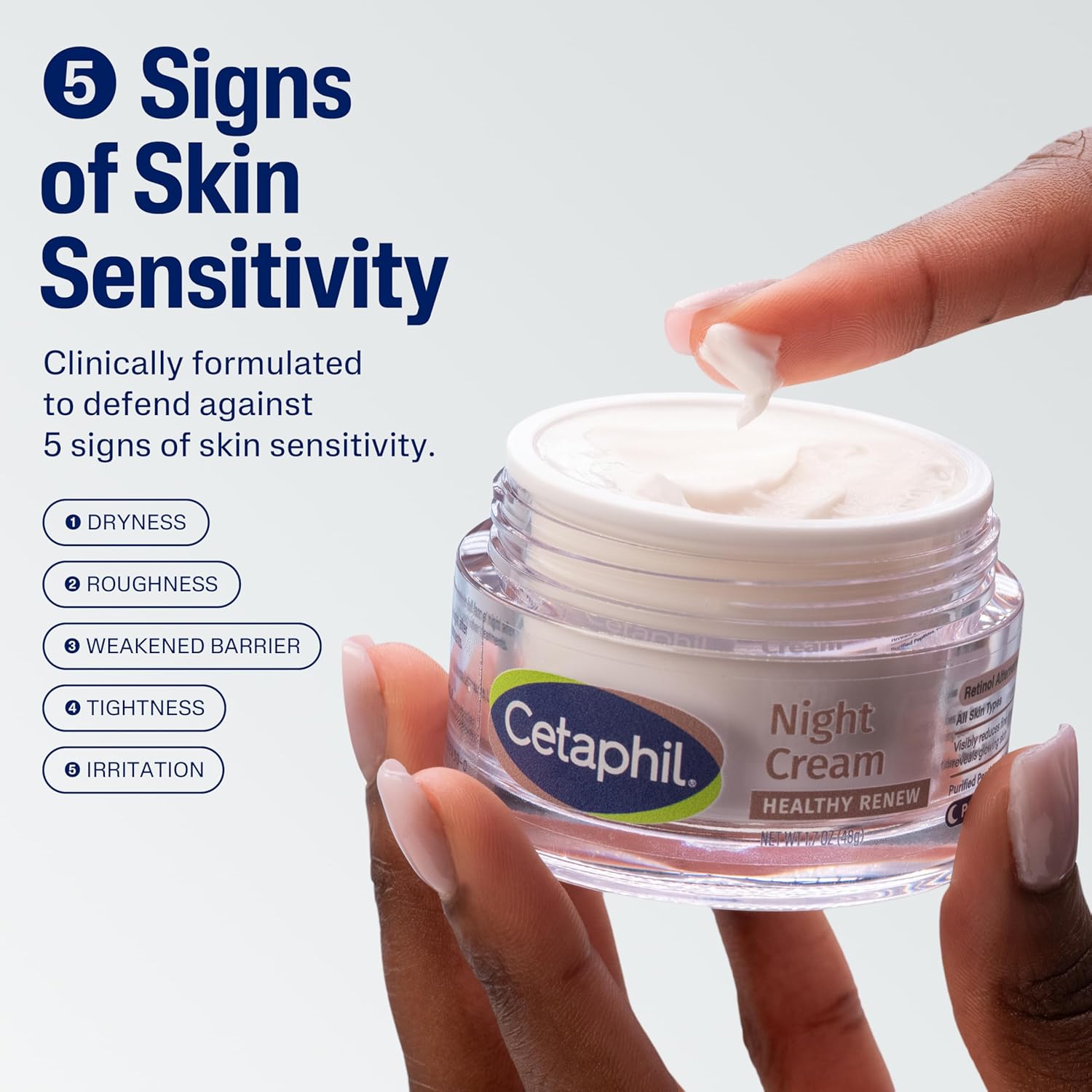 Cetaphil Healthy Renew 1.7 Oz Skin Tightening Night Cream for Sensitive Skin Fragrance Free - Image 3