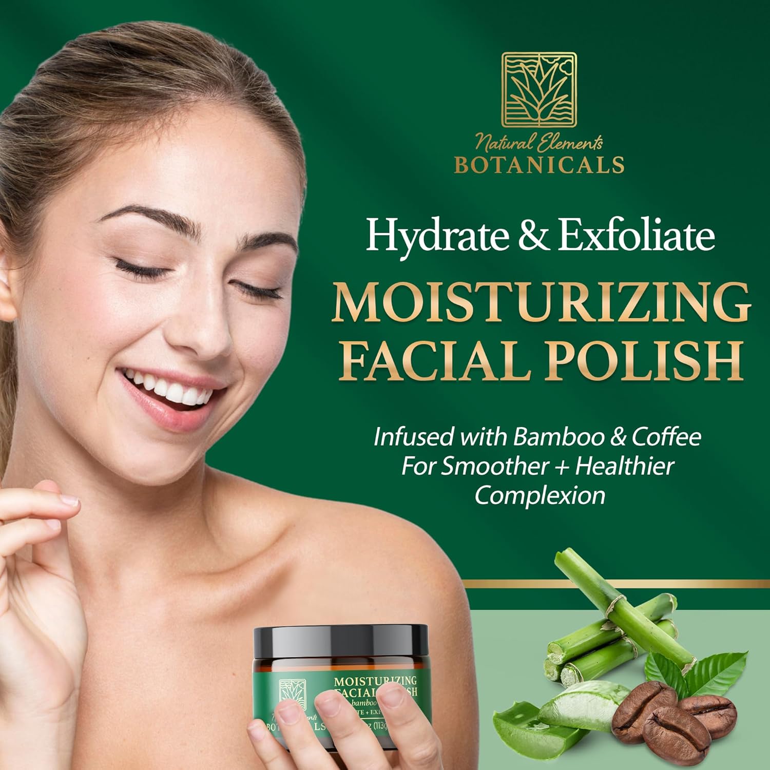 Moisturizing Bamboo and Coffee 2-in-1 Gentle Facial Scrub 4 oz - Image 2