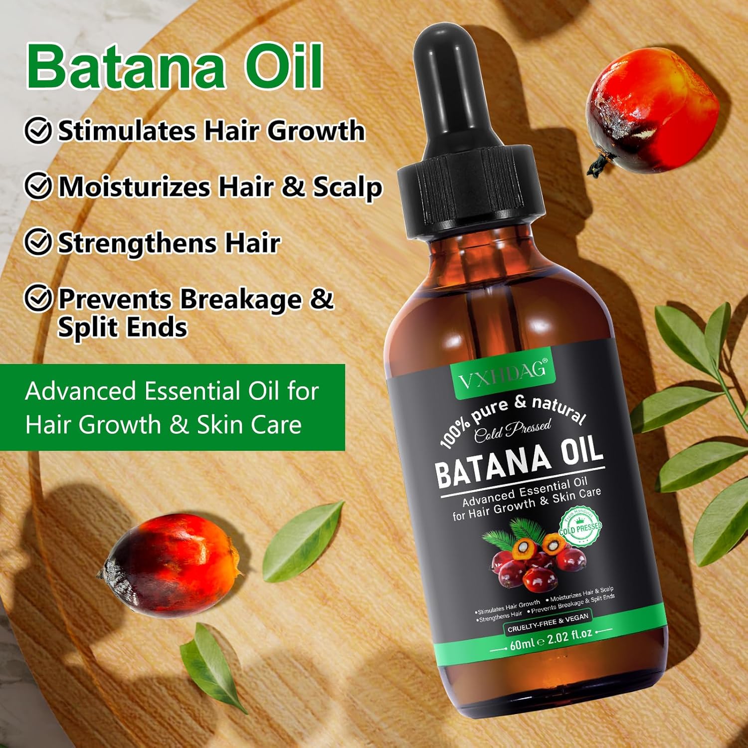 VXHDAG Pure Batana Oil 2.02 fl oz from Honduras for Hair Growth and Split End Repair - Image 4